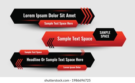 abstract red lower third geometric modern banner design