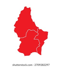 Mapa Abstractas Rojo Luxemburgo con Ciudades