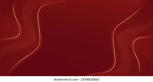 Abstract red luxury background with gold lines. Elegant wave modern wallpapers. Suitable for templates, banners, cards, sales, ads, events, awards, web and pages