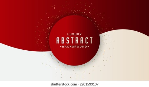 Abstract red luxury background with golden line, vector illustration.