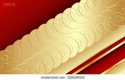 Abstract red luxury background with golden line.