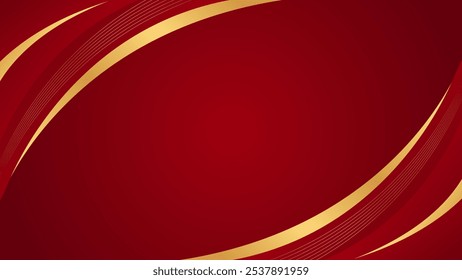 Abstract red luxury curved background with gold lines. Elegant modern wallpapers. Suitable for templates, banners, cards, sales, ads, events, awards, web and pages