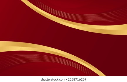 Abstract red luxury curved background with gold lines. Elegant modern wallpapers. Suitable for templates, banners, cards, sales, ads, events, awards, web and pages