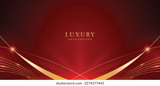 Abstract red luxury with gold and lighting effect background