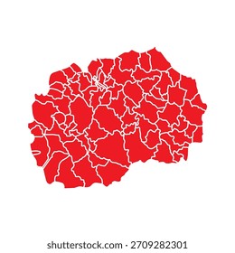 Mapa Abstractas de Macedonia Roja con Ciudades