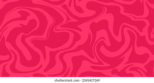 Abstract red magenta psychedelic waves print background. 1970s trippy seamless pattern. Marble acrylic swirl pattern. Romantic background for Valentine's Day or wedding.
