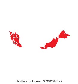 Abstractas Rojo Malasia Mapa con Ciudades