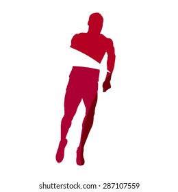 Abstract red male runner geometric silhouette