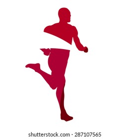 Abstract red male runner geometric silhouette