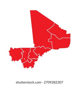Mapa Abstractas Rojo Mali con Ciudades