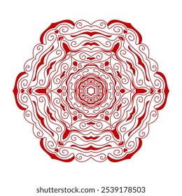 Abstract Red Mandala Isolated On White Background. Decoration. Vector Illustration. Luxury Wallpaper