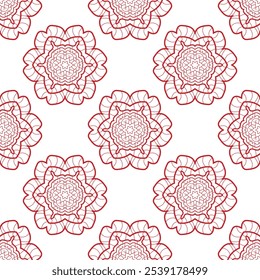 Abstract Red Mandala Pattern Background. Decoration. Vector Illustration. Luxury Wallpaper