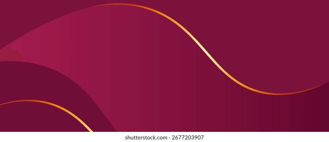 Fondo marrón rojo Abstractas con líneas onduladas curvas doradas. Diseño elegante, lujoso y profesional