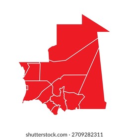 Abstractas Rojo Mauritania Mapa con Ciudades