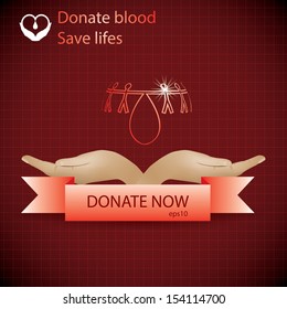 Abstract red medical background asking to donate