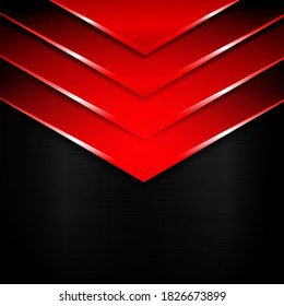 Abstract red metal arrow overlapping on metal background texture. Vector illustration