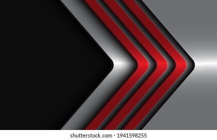 Abstract red metallic arrows direction on silver with black blank space design modern luxury futuristic background vector illustration.