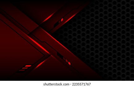 Abstrakte rote schwarze Linie, türkisfarbene, helle geometrische Struktur mit dunkelgrauem Sechseck-Mesh-Design, moderne futuristische Hintergrund, Vektorgrafik.