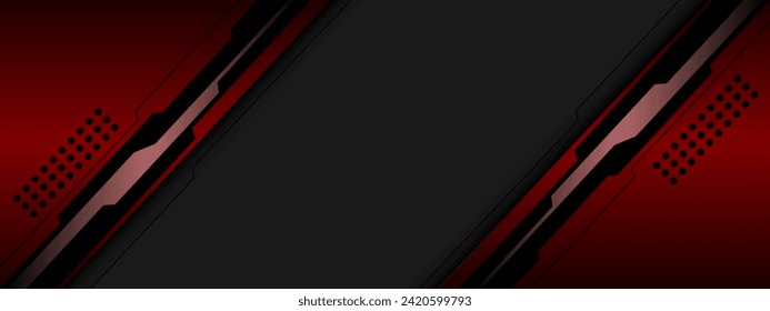 Abstract red metallic black line circuit cyber with geometric blank space design modern futuristic technology creative background vector illustration.