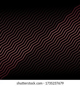 Abstract red metallic diagonal chevron line pattern on black background and texture. Vector illustration