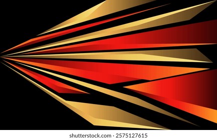 Abstract red metallic gold speed zoom geometric on black design modern futuristic background vector illustration.