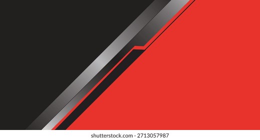 Abstractas rojo metálico hexágono patrón de malla de plata línea negra Cyber Slash gris triángulo diseño moderno futurista Ilustración vectorial de fondo.

