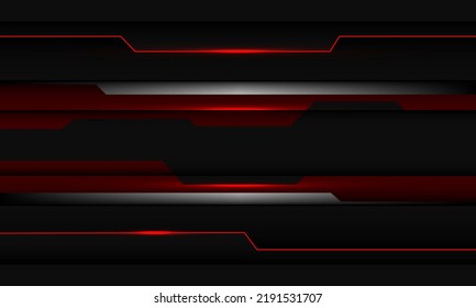 Abstract red metallic light line circuit silver black shadow overlap on grey design modern futuristic technology background vector illustration.