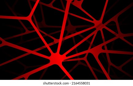 Abstract Red Metallic Line Crack Overlap On Black Background Pattern Vector Illustration.