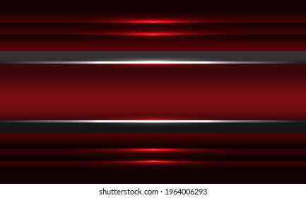 Abstract red metallic silver line banner shadow design modern luxury futuristic background vector illustration.