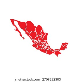Abstractas Rojo México Mapa con Ciudades
