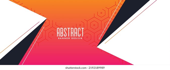 Abstract Red Modern Geometric Wide Banner Design