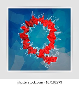 abstract red modern triangular emblem of Q on a geometric background
