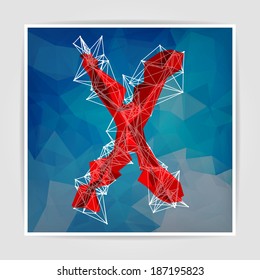 abstract red modern triangular emblem of X on a geometric background
