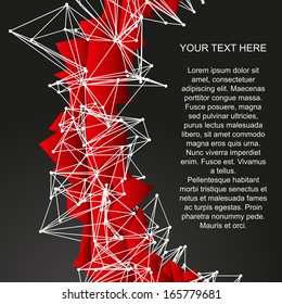 abstract red modern triangulation shapes on a black background 