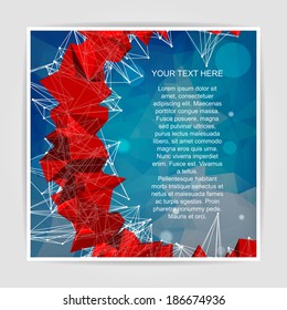 abstract red modern triangulation shapes on a blue geometric background