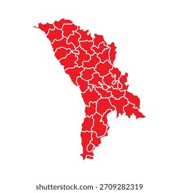Mapa Abstractas Rojo Moldavia con Ciudades