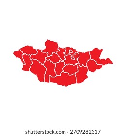 Mapa Abstractas de Mongolia Roja con Ciudades