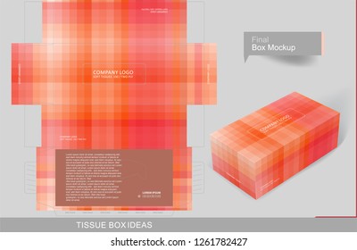 Abstract Red Monotone Pattern Tissue Box Concept, Template For Business Purpose, Place Your Text And Logos And Ready To Go For Print