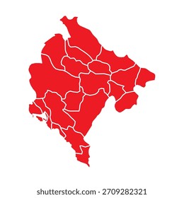Mapa Abstractas Rojo Montenegro con Ciudades