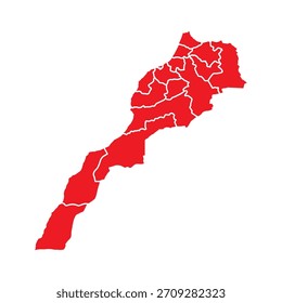 Abstractas Rojo Marruecos Mapa con Ciudades