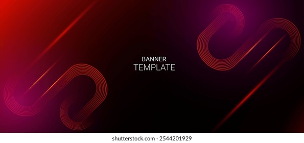 Abstract red moving lines on red and purple geometric background vector design