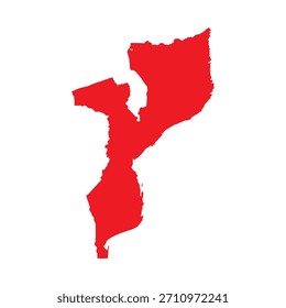 Resumo Mapa simples de Moçambique Vermelho