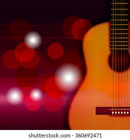 Abstract Red Music Background Acoustic Guitar Stock Vector (royalty 