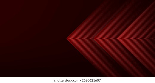 Abstract red neon arrow light glow background. Futuristic cyber laser line motion banner for casino. Dynamic techno perspective beam 3d graphic design. Cool party power and energy boost led tunnel
