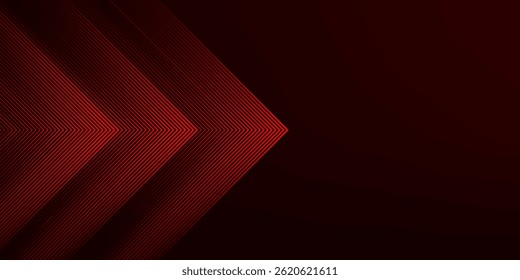 Abstract red neon arrow light glow background. Futuristic cyber laser line motion banner for casino. Dynamic techno perspective beam 3d graphic design. Cool party power and energy boost led tunnel

