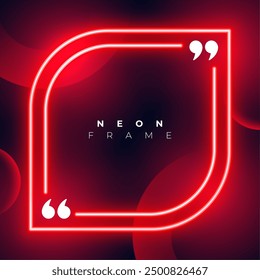 abstract red neon geometric frame with quotation mark vector