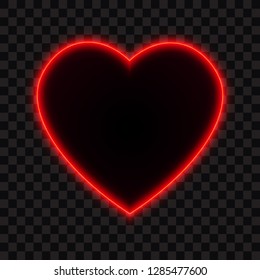 Abstract red neon heart, vector illustration.