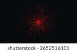 Abstract Red Neural Network Lines Radiating From Center On Black Background. Futuristic Tech And Brain-Inspired Concept Design for Science, Medicine, AI Tech, Machine Learning. Vector Illustration