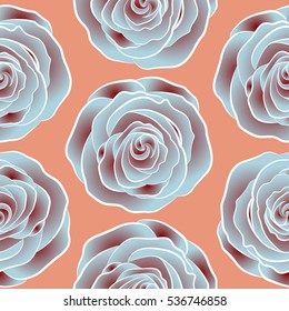 Abstract red and neutral english roses seamless pattern.