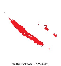 Abstractas Rojo Nueva Caledonia Mapa con Ciudades